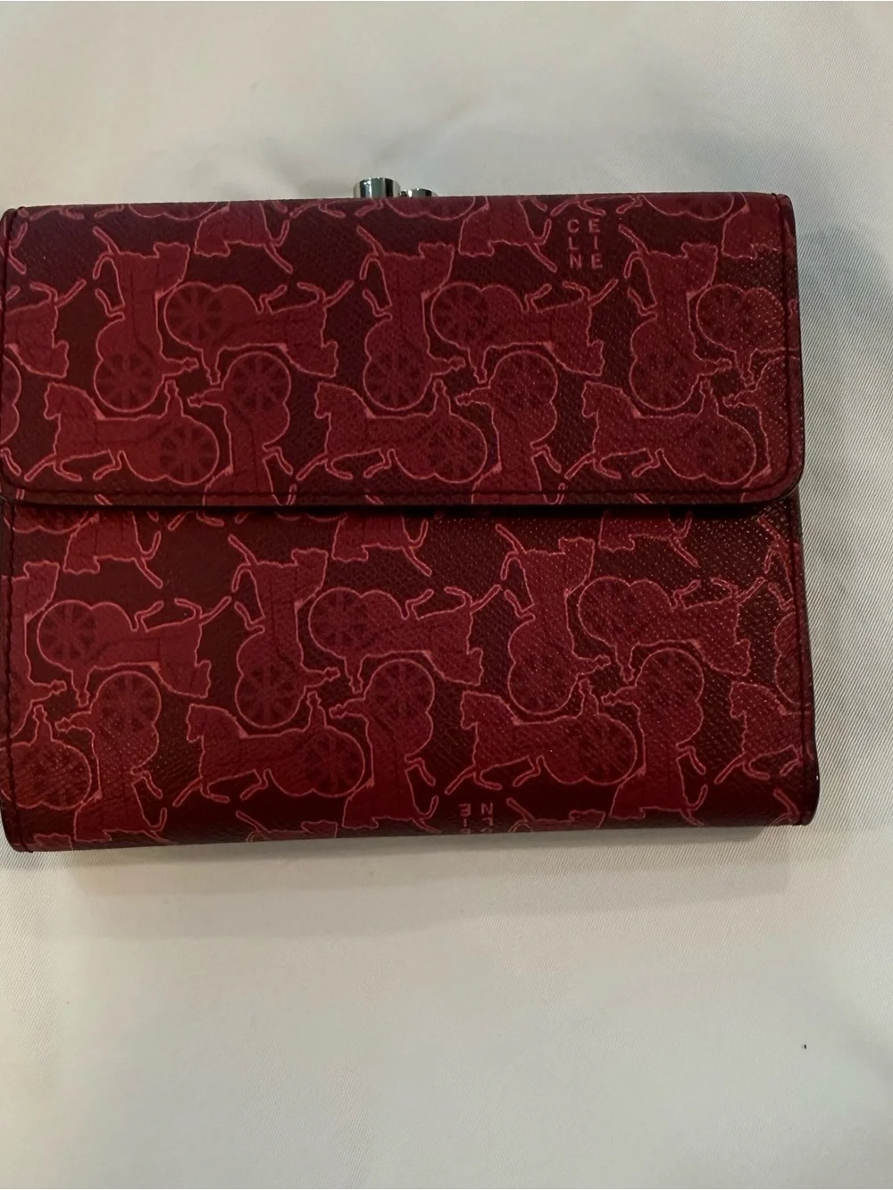 Celine Red Horse-Print Clasp Wallet - Picture 3 of 7